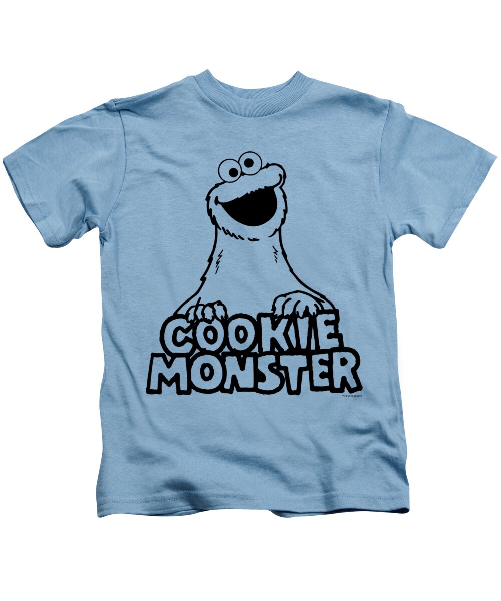  Kids T-Shirt featuring the digital art Sesame Street - Vintage Cookie Monster by Brand A