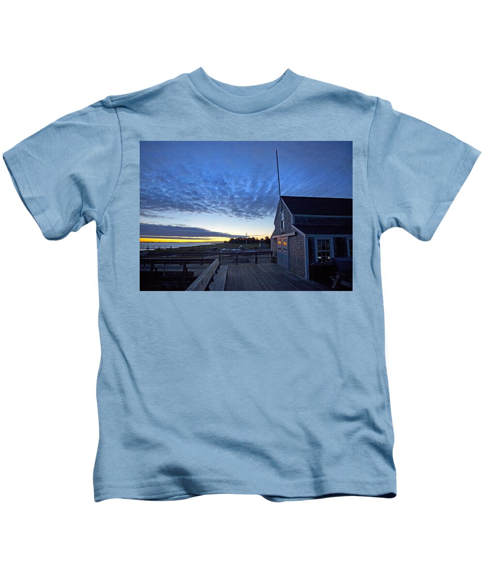 Barnstable Kids T-Shirt featuring the photograph Sunrise at Barnstable Yacht Club by Charles Harden