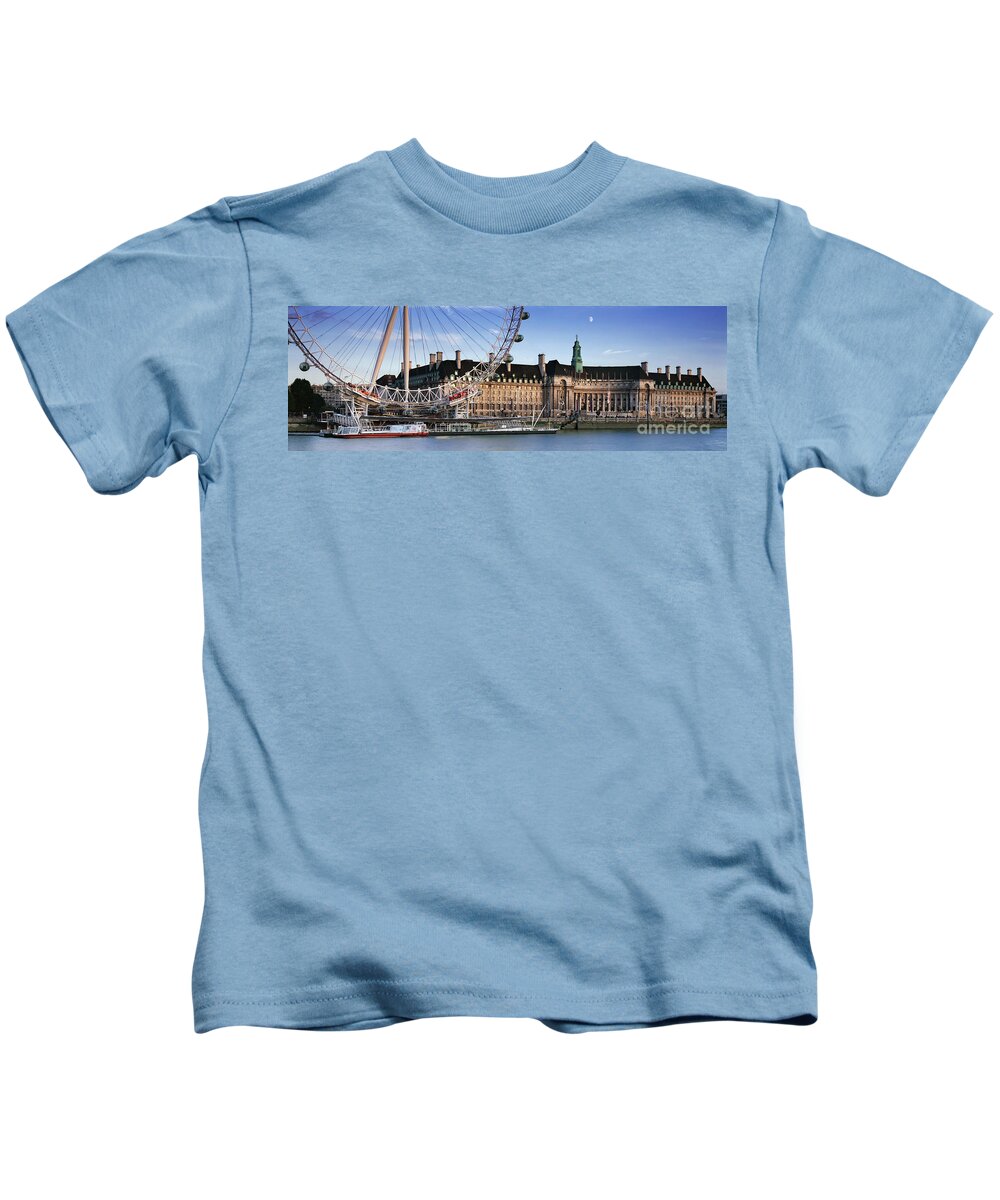 London Eye Kids T-Shirt featuring the photograph The London Eye and County Hall by Rod McLean