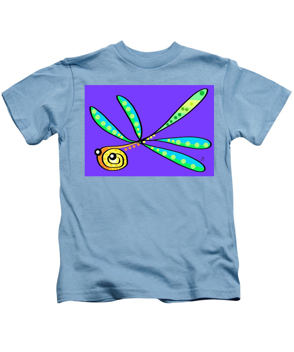 Dragonfly Kids T-Shirt featuring the digital art Thoughts and colors series dragonfly by Veronica Minozzi