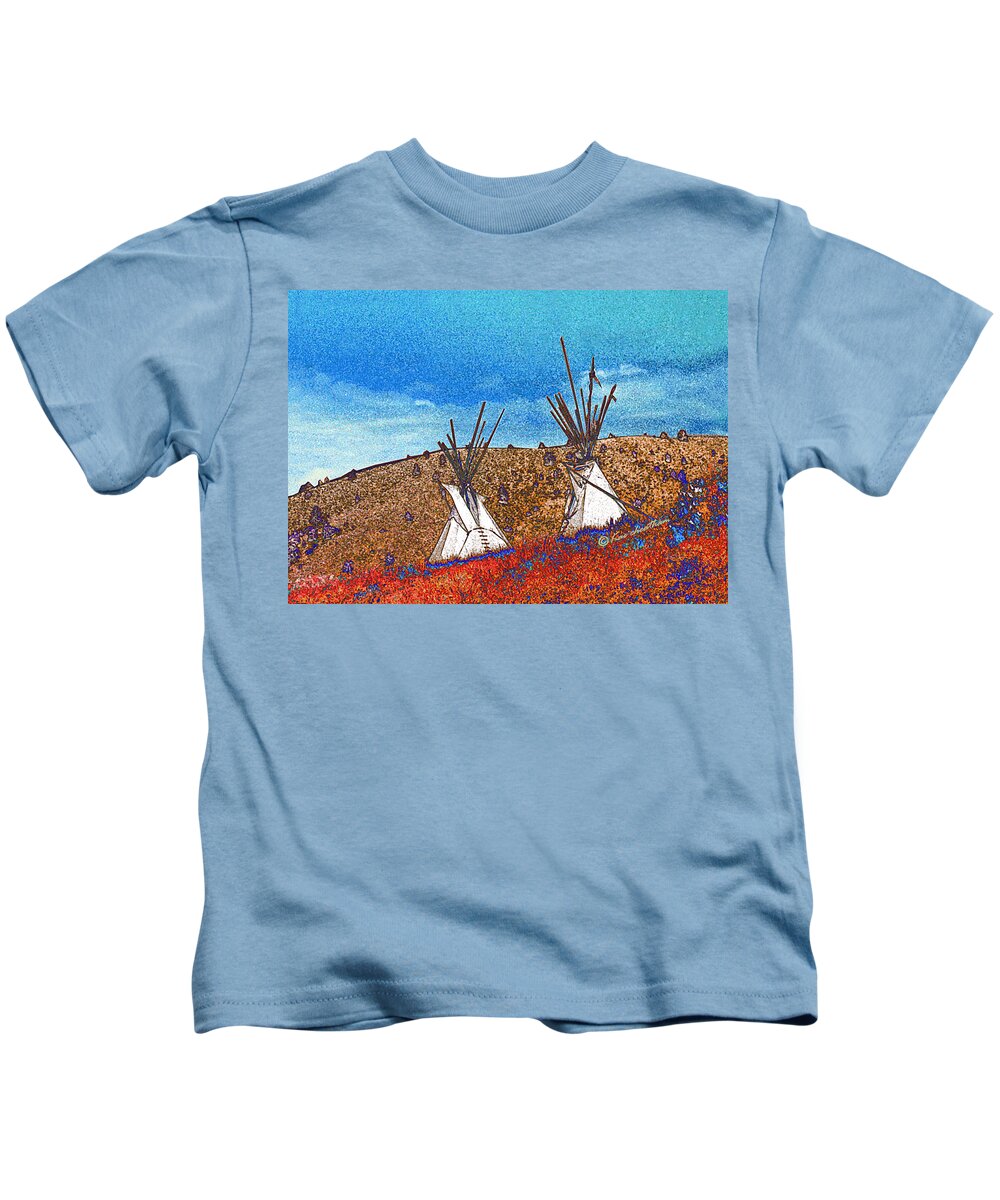 American Indian Kids T-Shirt featuring the photograph Two Teepees by Kae Cheatham