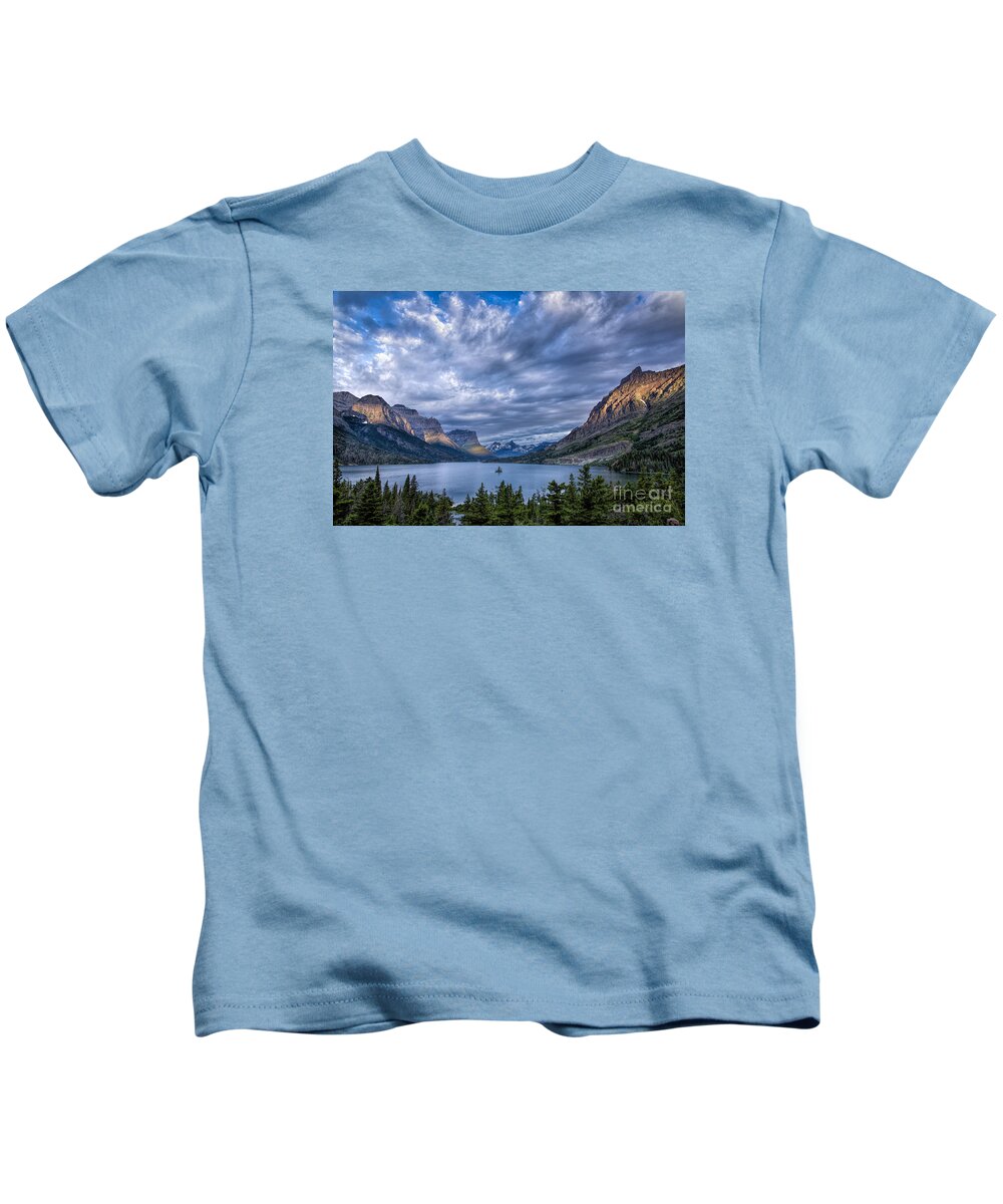  Glacier Kids T-Shirt featuring the photograph Wild Goose Island Glacier Park by Timothy Hacker