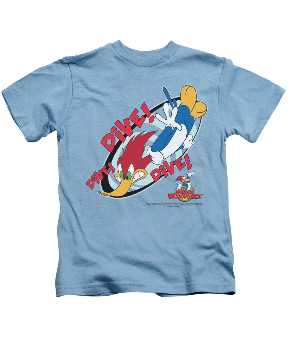 Woody The Woodpecker Kids T-Shirt featuring the digital art Woody Woodpecker - Dive by Brand A