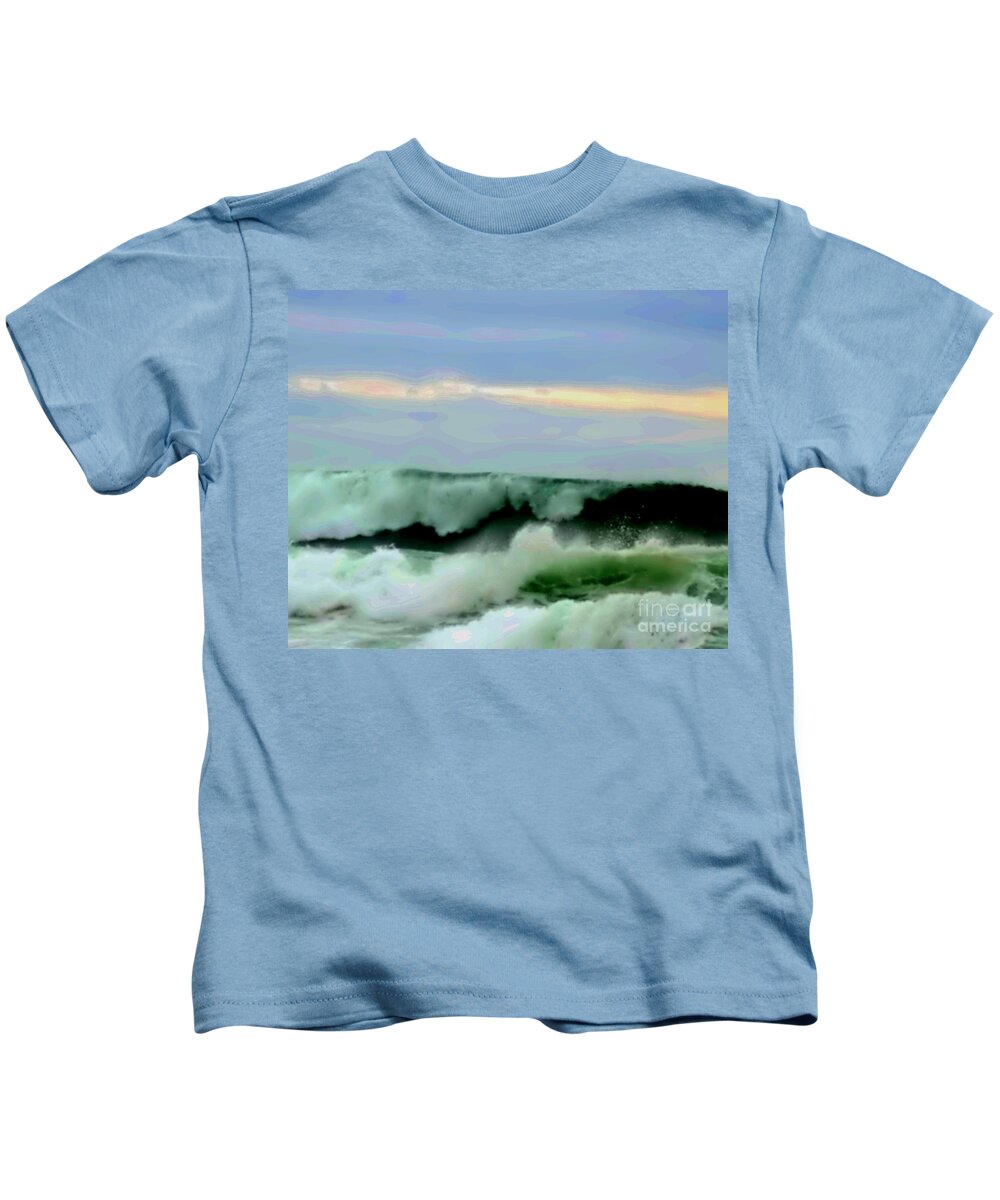 Blair Stuart Kids T-Shirt featuring the digital art Ocean power #1 by Blair Stuart