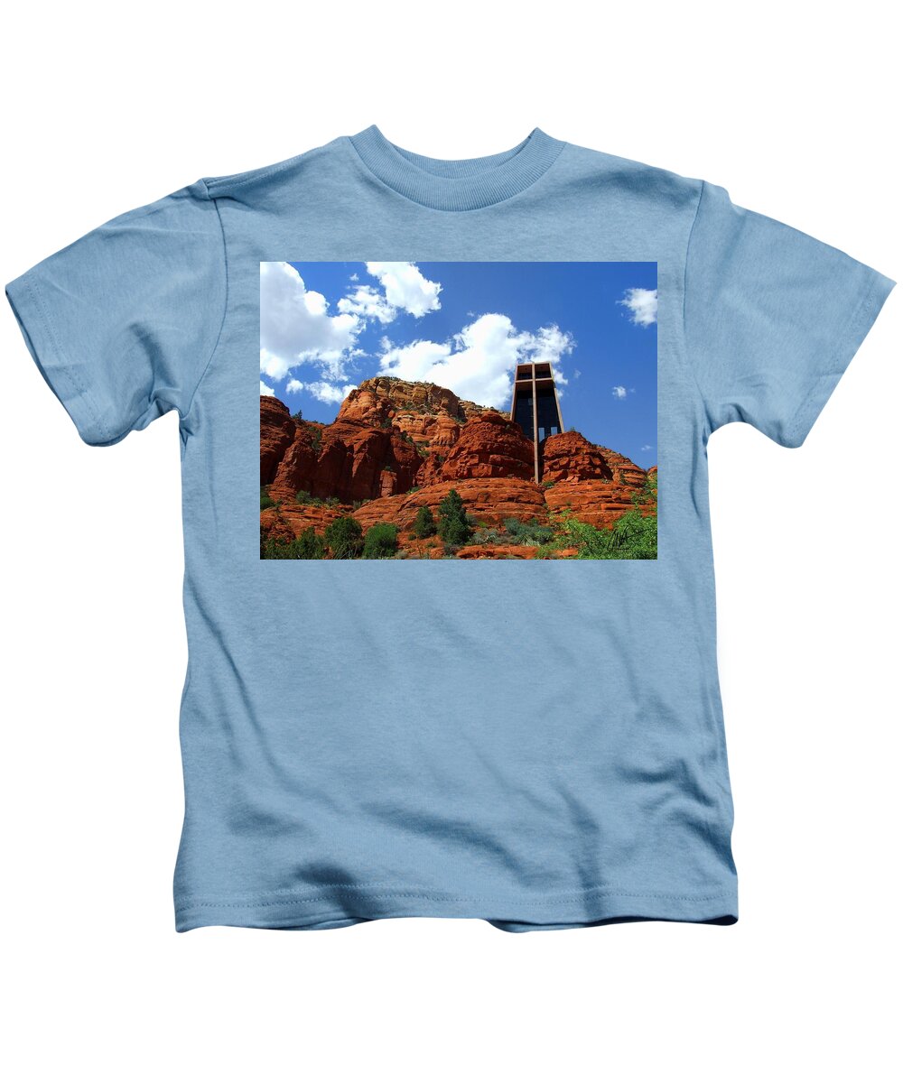 Arizona Kids T-Shirt featuring the photograph Chapel of the Holy Cross by Mark Valentine