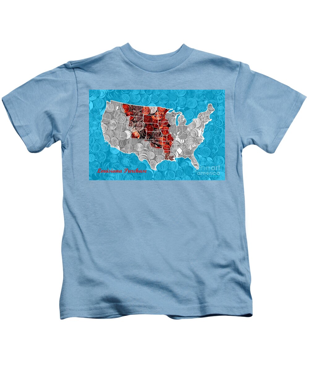 Louisiana Purchase Coin Map . v2 Kids T-Shirt