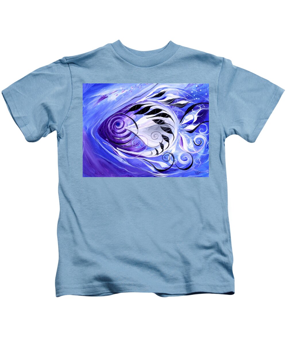 Fish Paintings Kids T-Shirt featuring the painting Singularis by J Vincent Scarpace