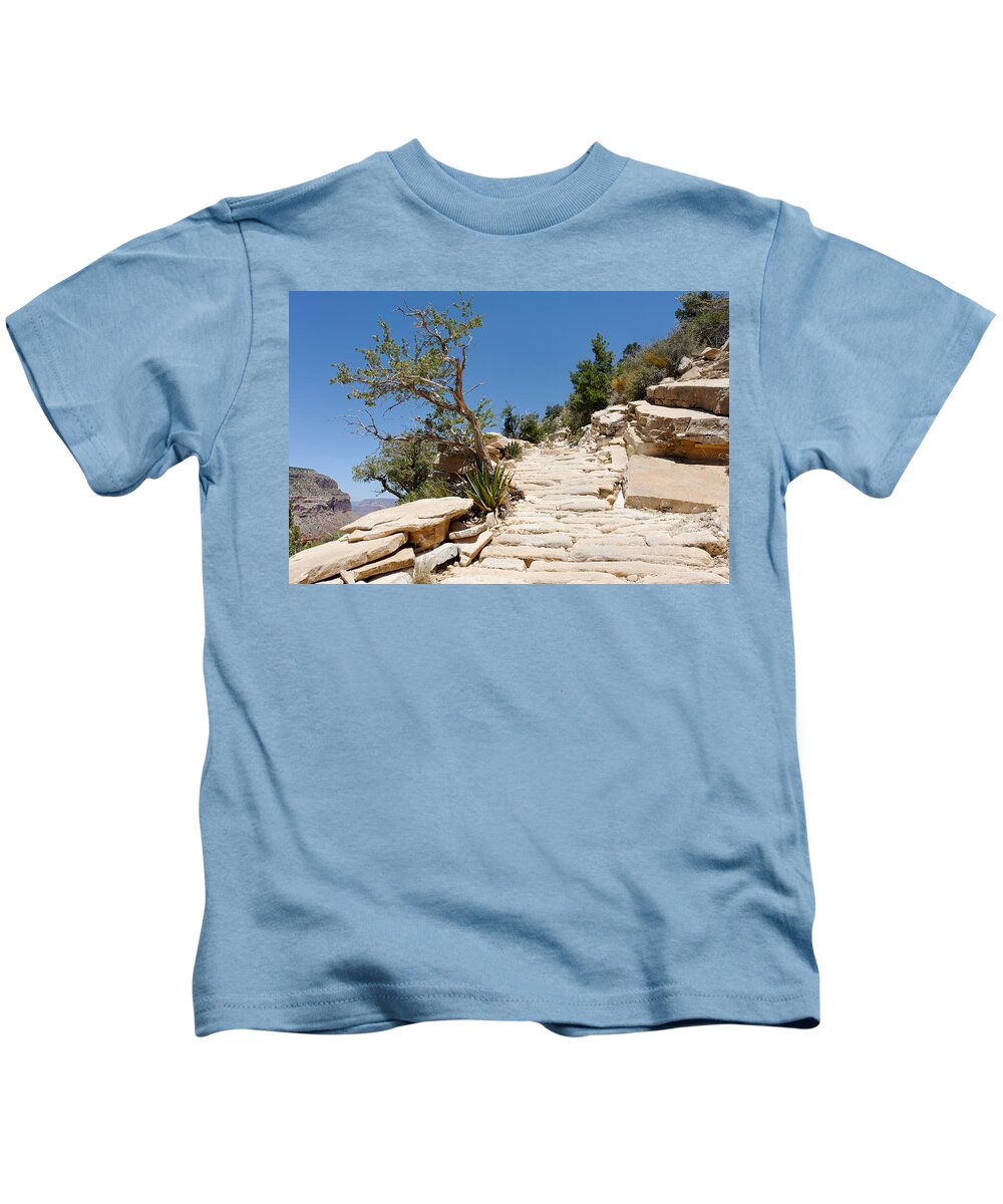 Trail Kids T-Shirt featuring the photograph Steps on the Hermit's Rest Trail II by Julie Niemela