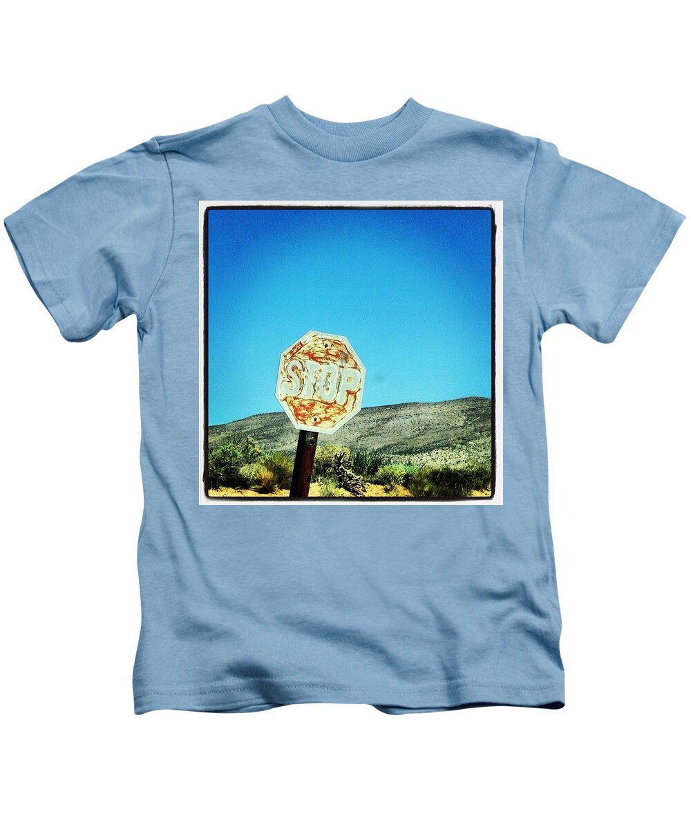  Kids T-Shirt featuring the photograph Stop!! by Lorelle Phoenix
