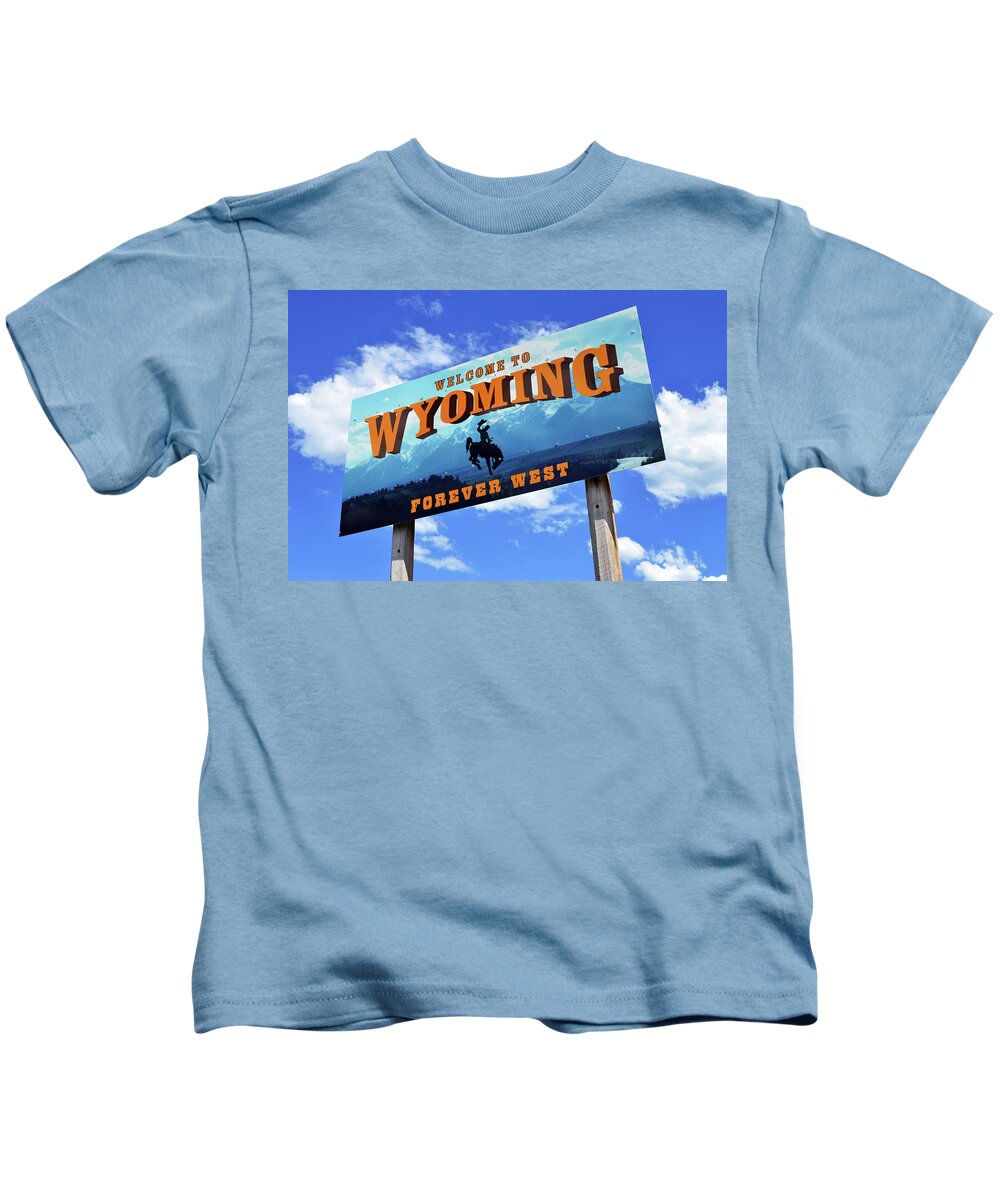Wyoming Kids T-Shirt featuring the photograph Welcome to the West by La Dolce Vita