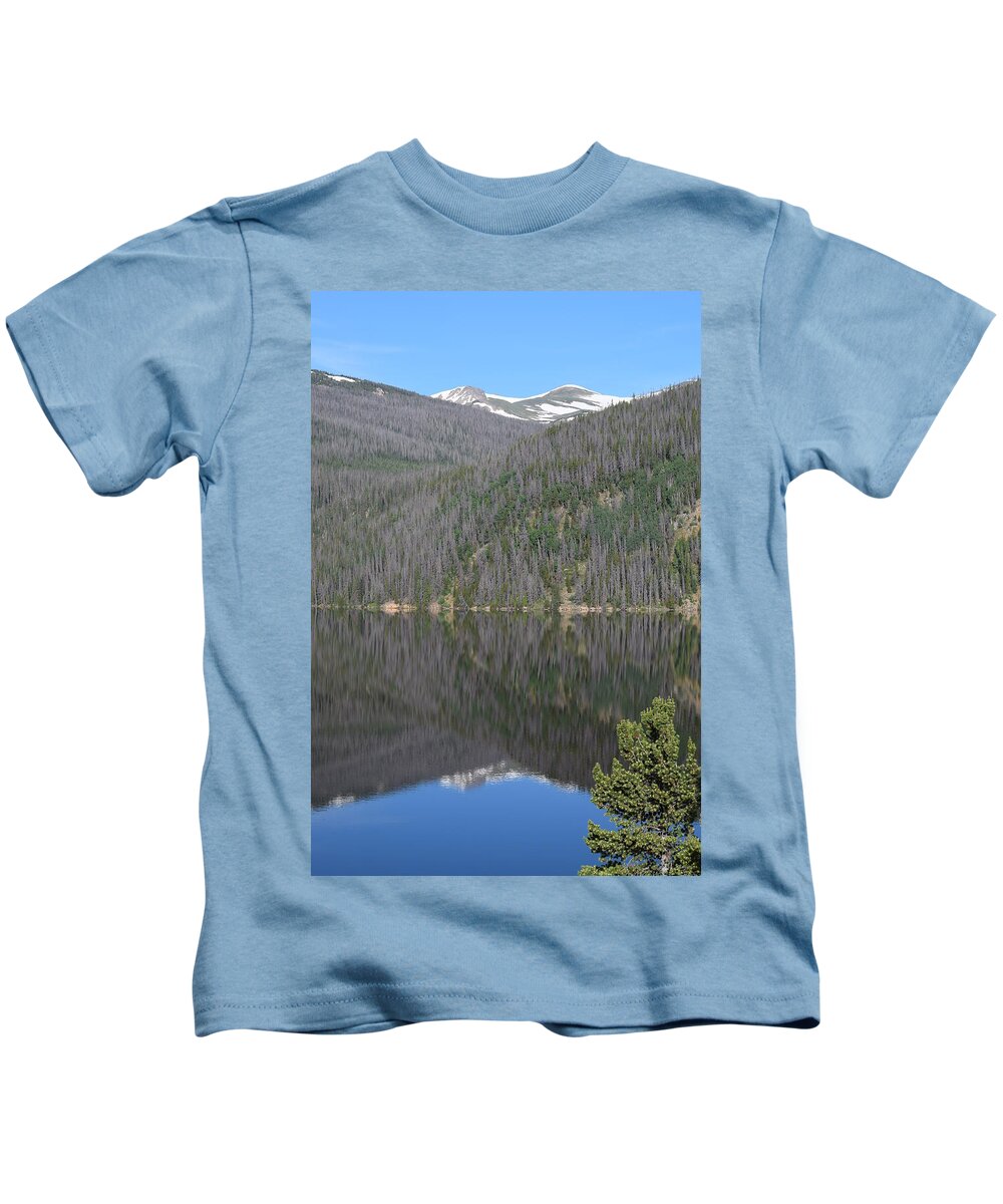 Mountains Kids T-Shirt featuring the photograph Chambers Lake Reflection Hwy 14 CO by Margarethe Binkley