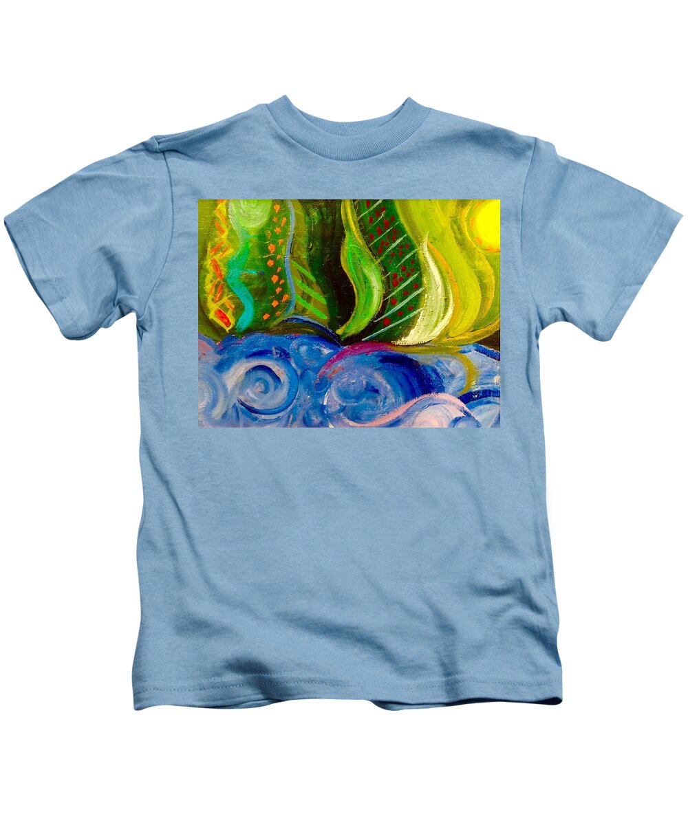 Oil Kids T-Shirt featuring the painting Ancient Fields by Alida M Haslett
