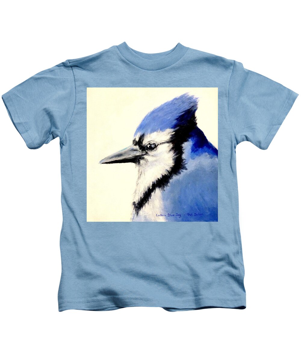 Blue Jay Kids T-Shirt featuring the painting Blue Jay #2 by Pat Dolan