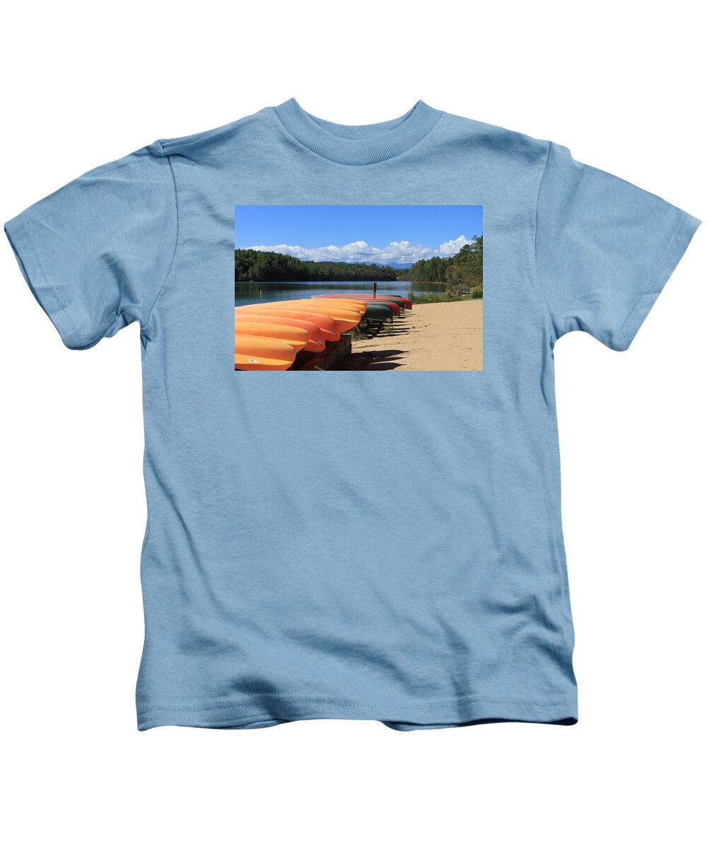 Lake James State Park Kids T-Shirt featuring the photograph Lake James #1 by Karen Ruhl