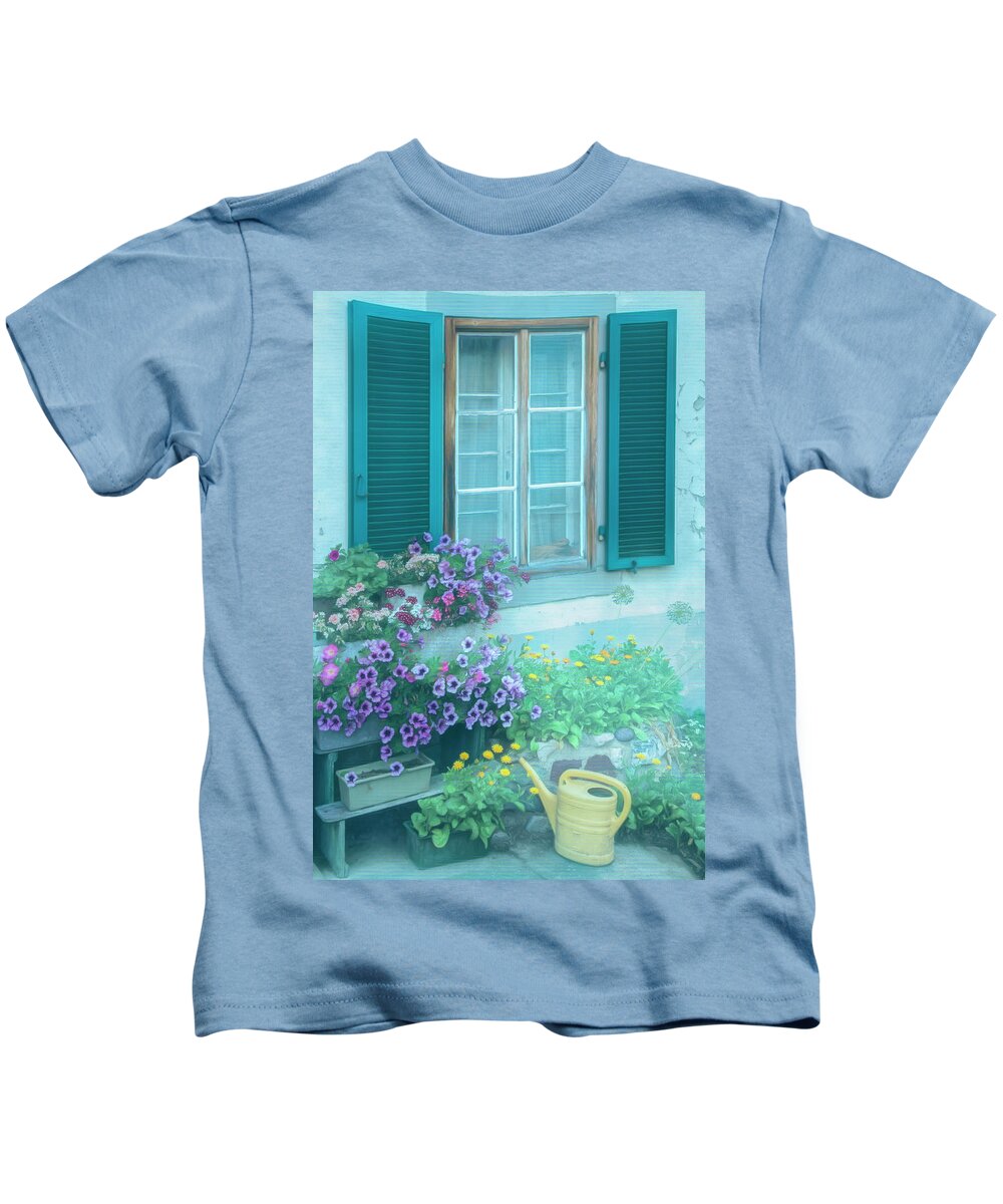 Austria Kids T-Shirt featuring the photograph Morning Softness in the Garden #1 by Debra and Dave Vanderlaan