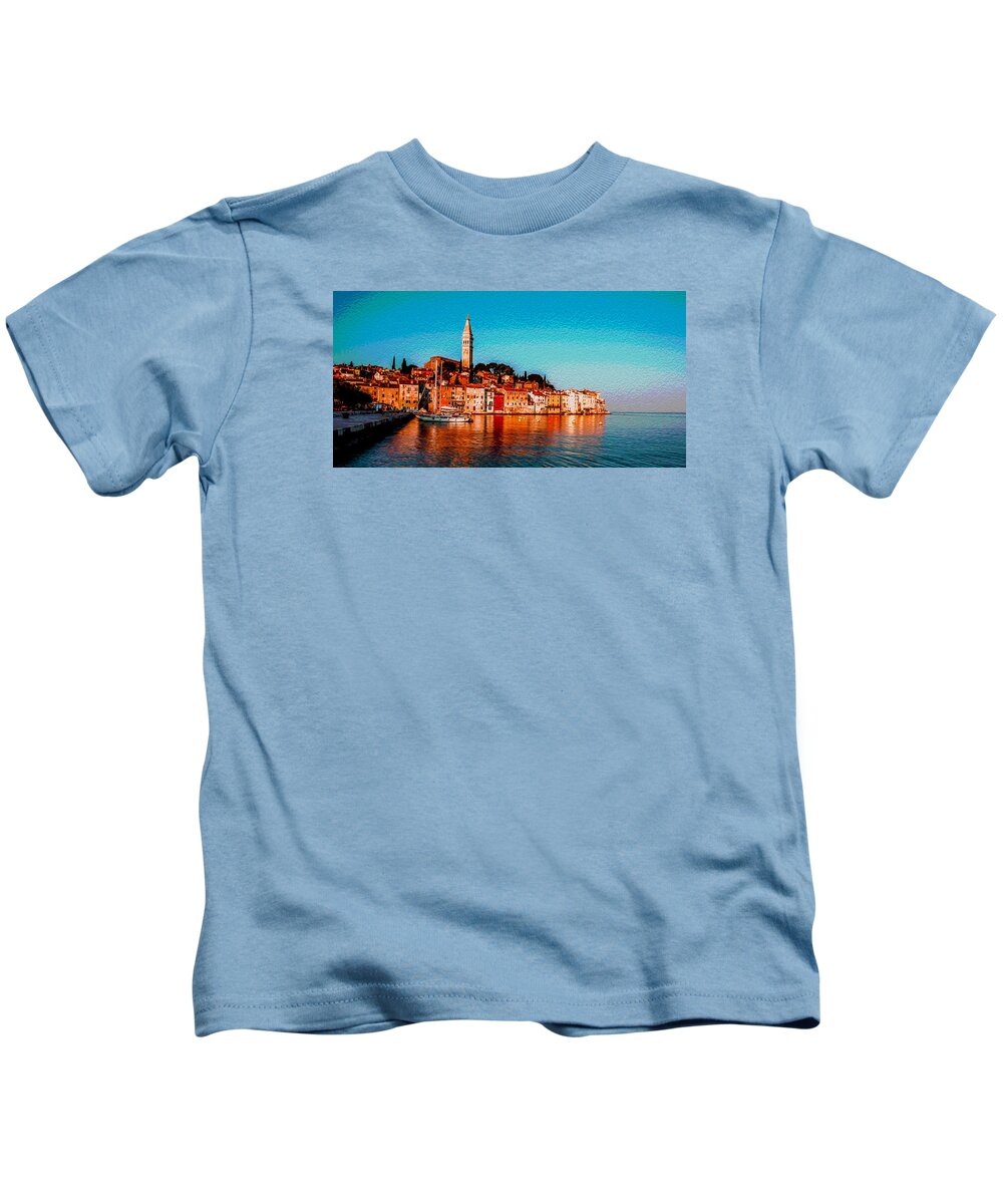 Rovinj Kids T-Shirt featuring the painting Rovinj, Croatia #1 by Lev Kaytsner