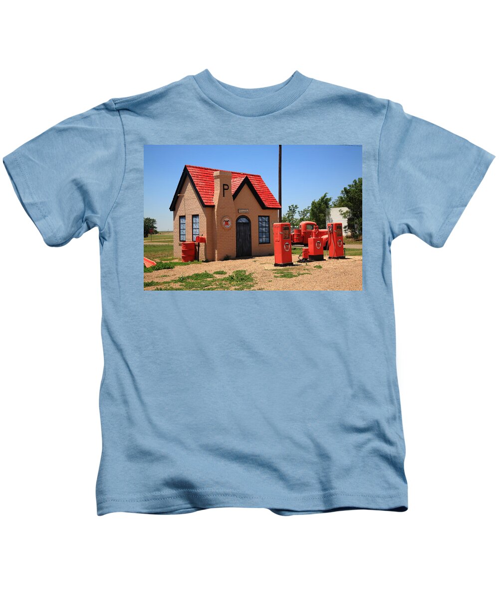 66 Kids T-Shirt featuring the photograph Route 66 - Phillips 66 Gas Station 2012 by Frank Romeo