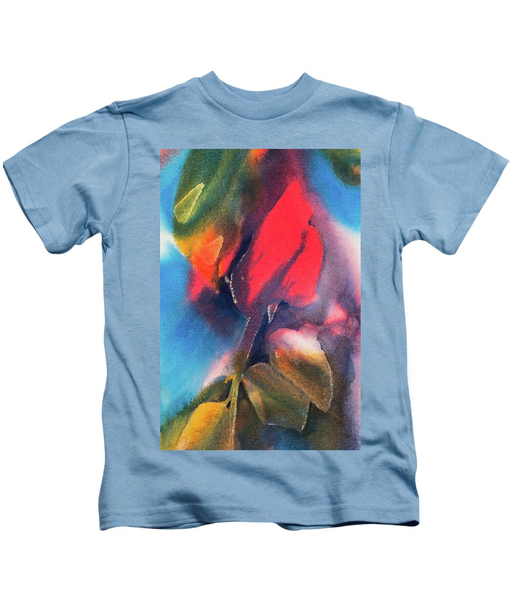 Watercolor Kids T-Shirt featuring the painting A Rose By Any Other Name by Lee Beuther