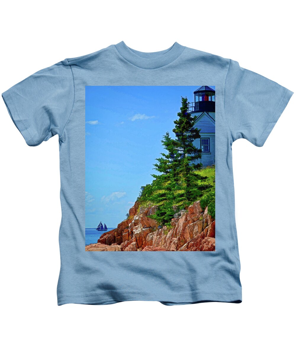 New England Kids T-Shirt featuring the photograph Acadia Lighthouse by David Thompsen