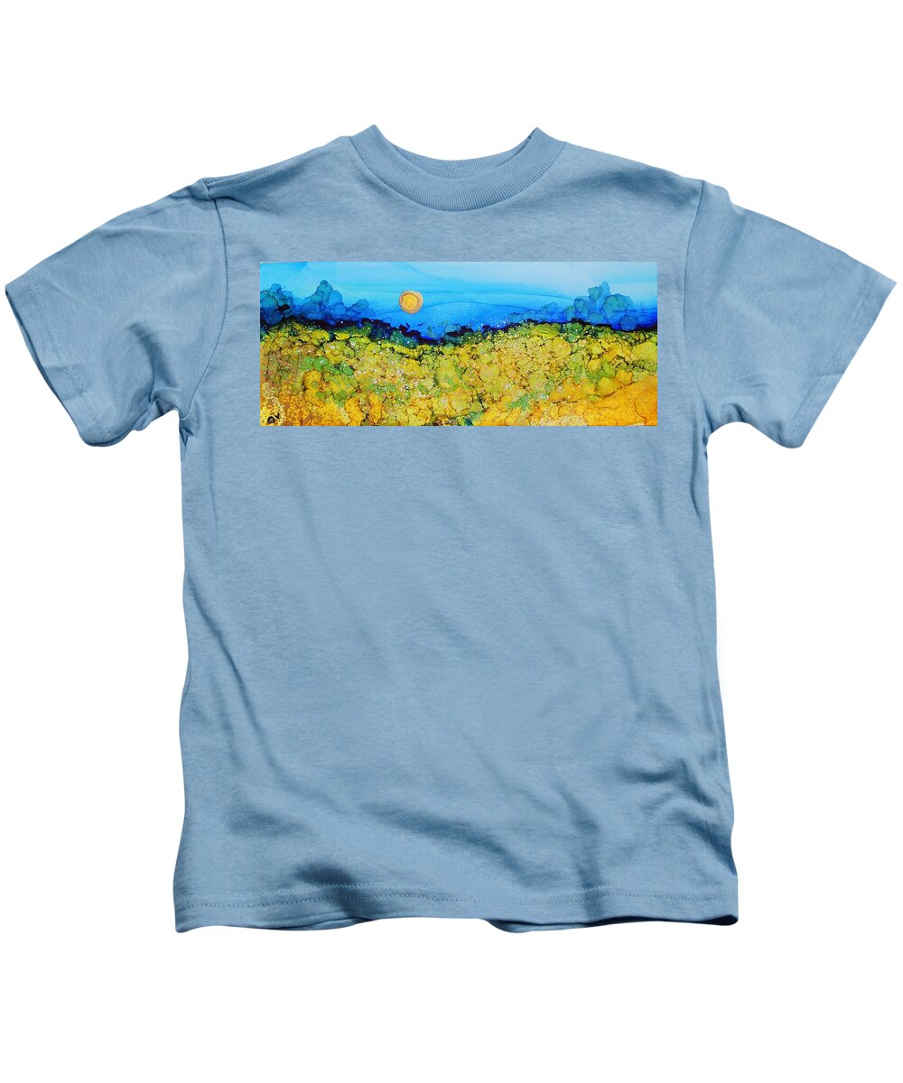 Alcohol Ink Kids T-Shirt featuring the painting Twilight - A 236 by Catherine Van Der Woerd