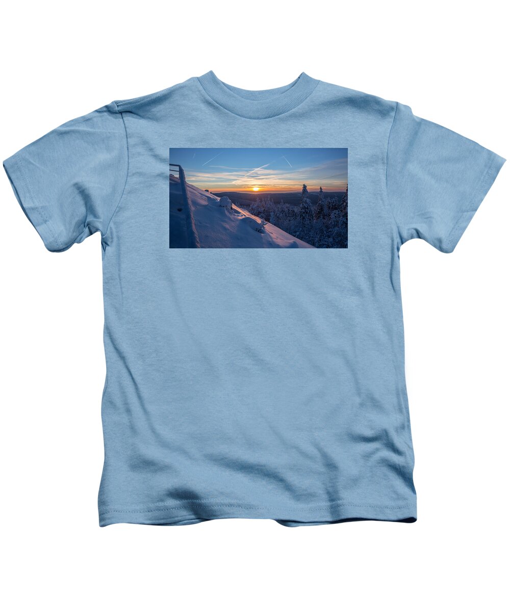 Sunset Kids T-Shirt featuring the photograph an evening on the Achtermann, Harz by Andreas Levi