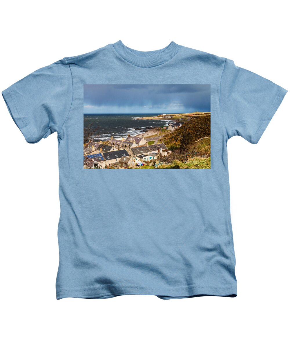 Sea Kids T-Shirt featuring the photograph Approaching Rain Portessie by Diane Macdonald
