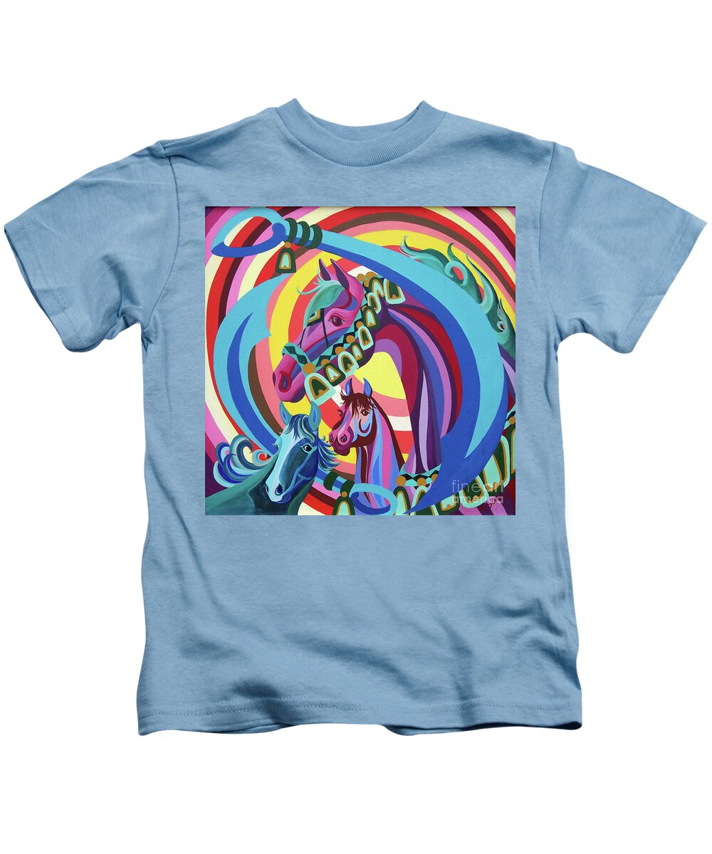 Horses Kids T-Shirt featuring the painting Arabian Sons by Nancy Cupp
