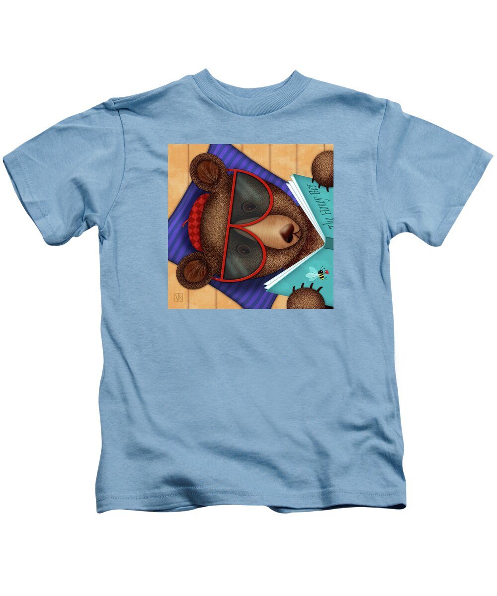 Bear. Brown Bear Kids T-Shirt featuring the digital art B is for Brown Bear by Valerie Drake Lesiak