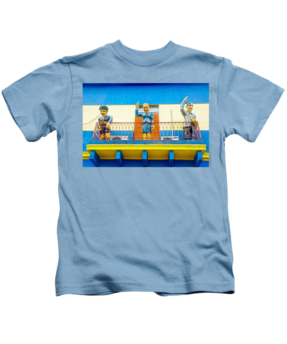Balcony with a Soccer Star and Eva and Juan Peron in La Boca Area of Buenos  Aires-Argentina- Kids T-Shirt by Ruth Hager - Pixels