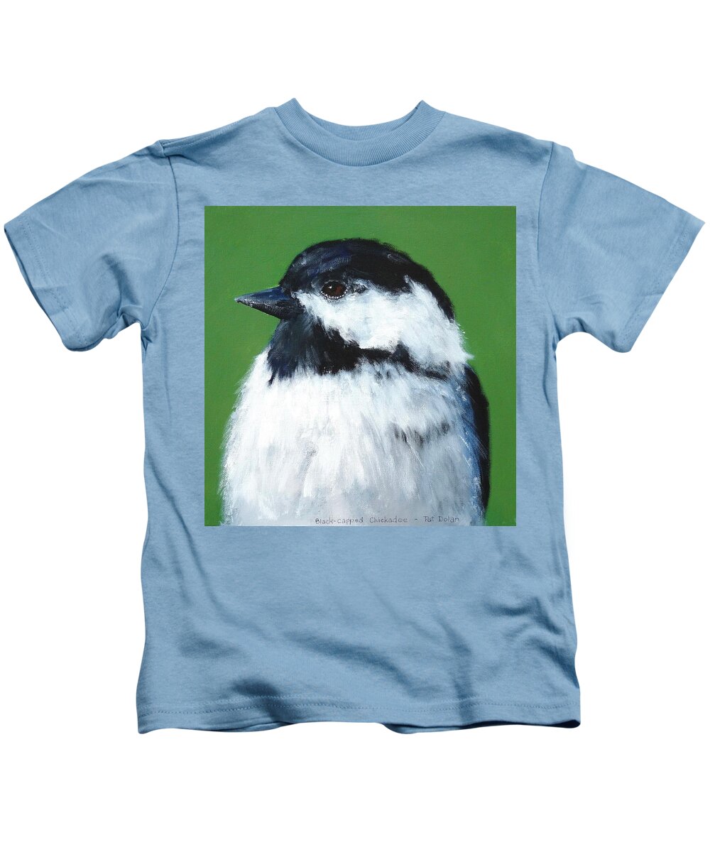 Chickadee Kids T-Shirt featuring the painting Black Capped Chickadee by Pat Dolan