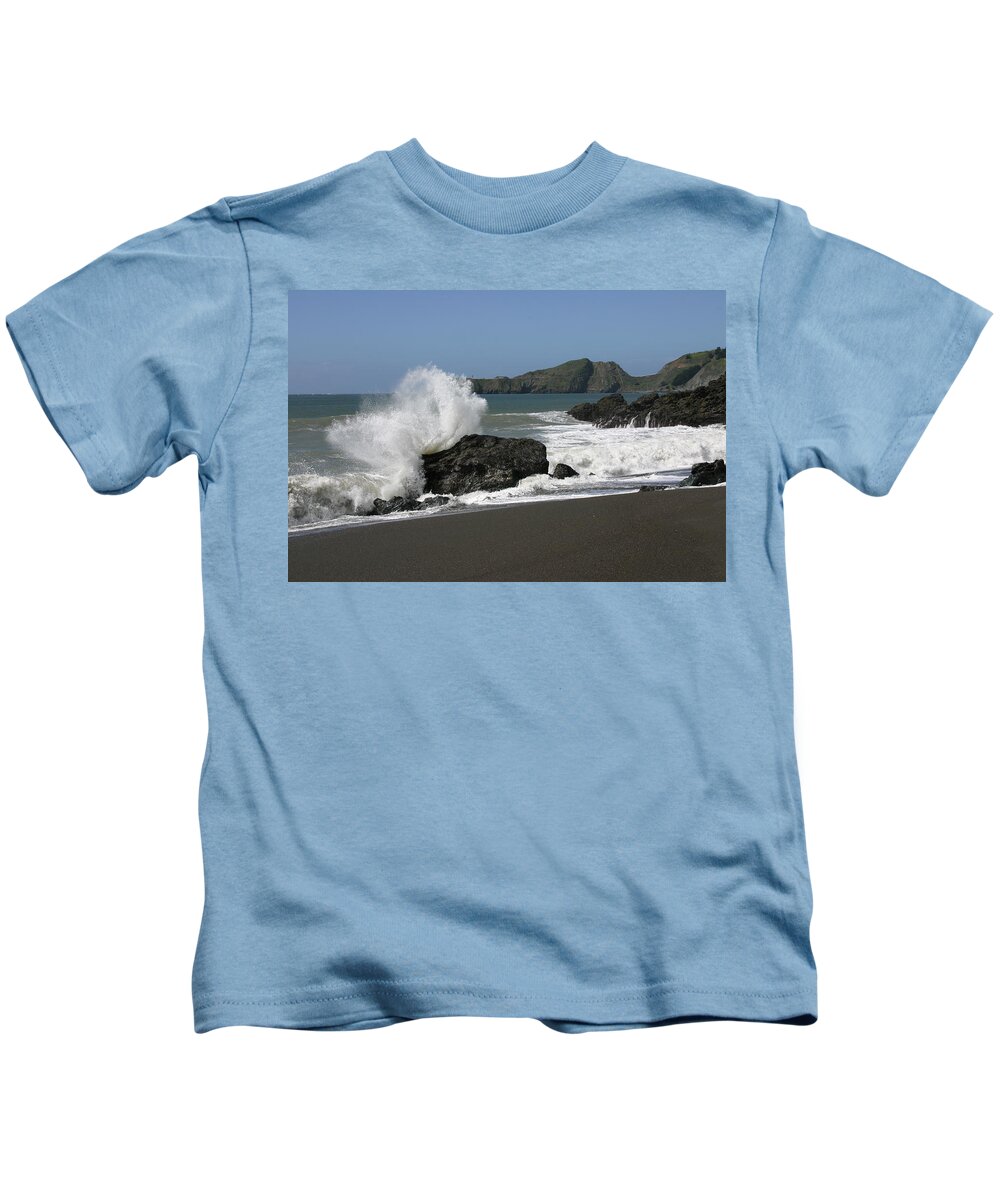 Black Kids T-Shirt featuring the photograph Black Sand Beach by Jeff Floyd CA
