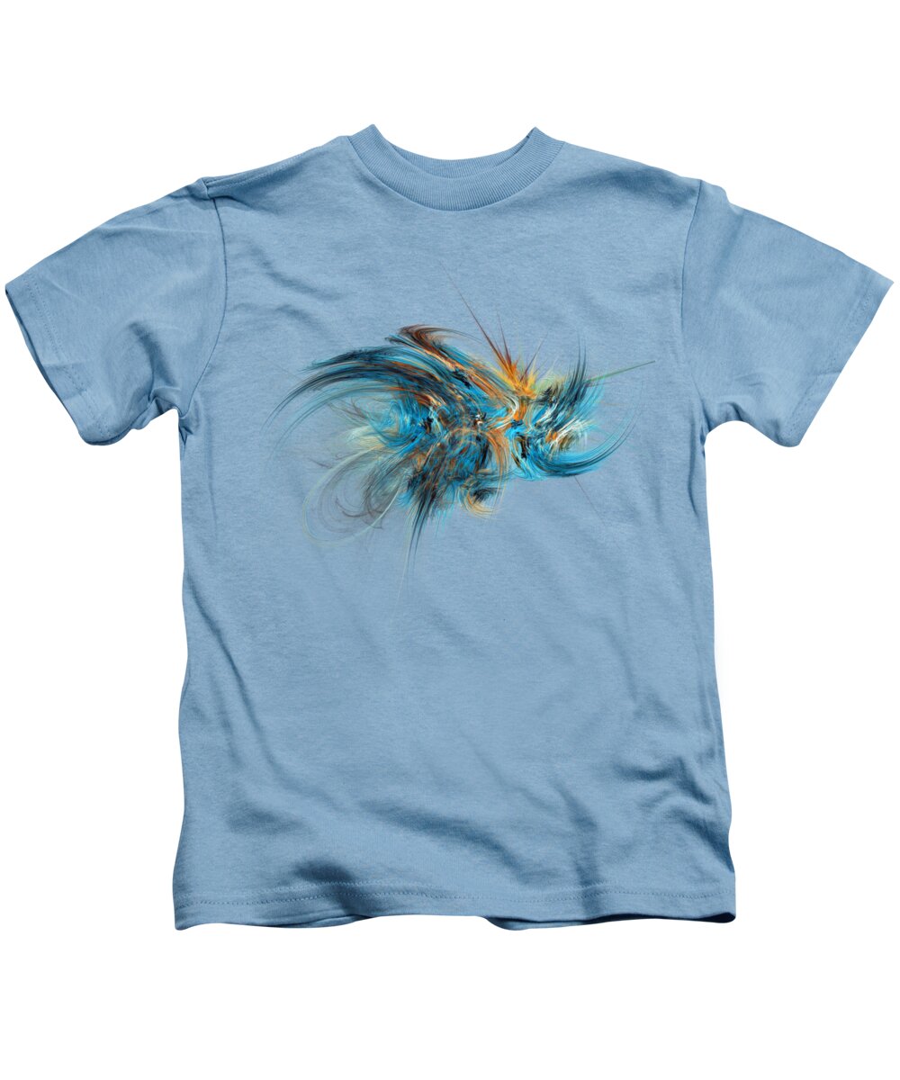 Blue Hornet Kids T-Shirt featuring the digital art Blue Hornet Fractal Art by Justyna Jaszke JBJart