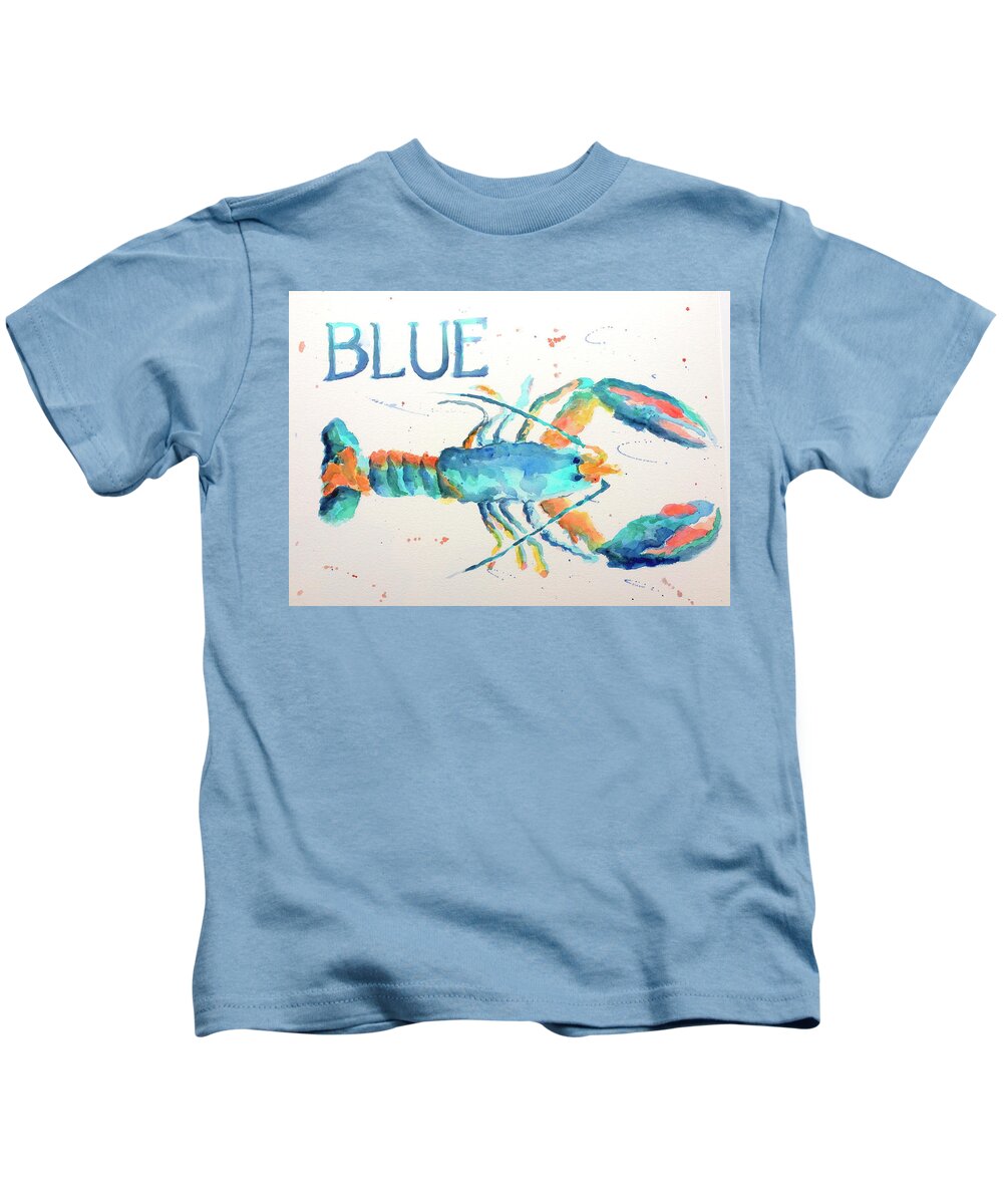 Blue Lobster Kids T-Shirt featuring the painting Blue Lobster by Barbara Hageman