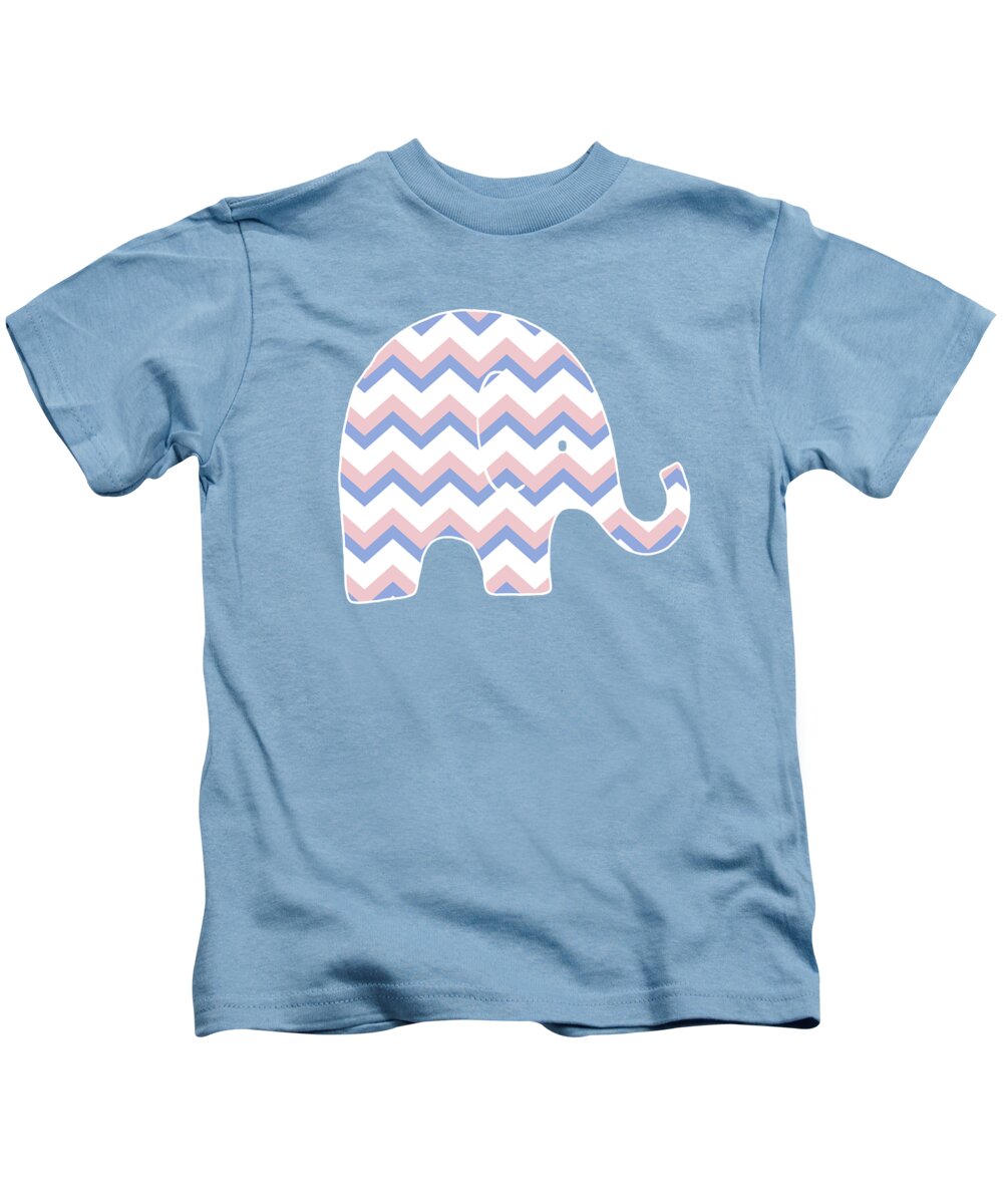 Chevron Kids T-Shirt featuring the mixed media Blue Pink Chevron Pattern by Christina Rollo