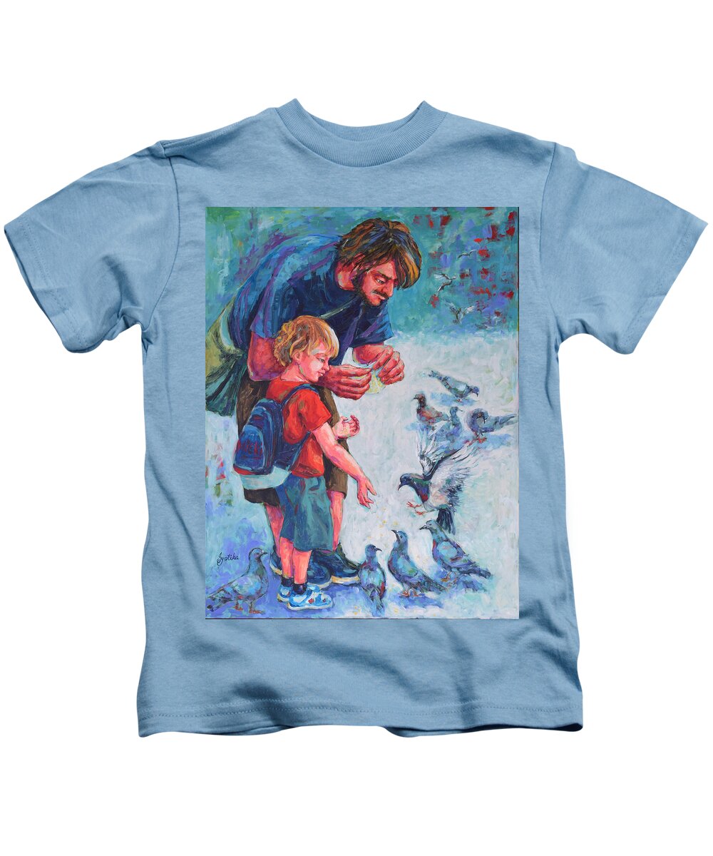 Original Painting Kids T-Shirt featuring the painting Bonding Time by Jyotika Shroff