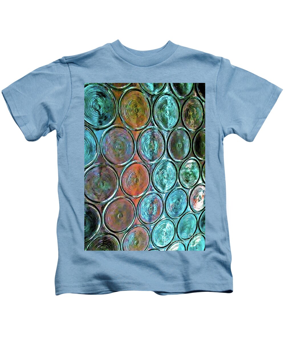 Blue Circles Kids T-Shirt featuring the photograph Bottom of the Bottle by Jilian Cramb - AMothersFineArt