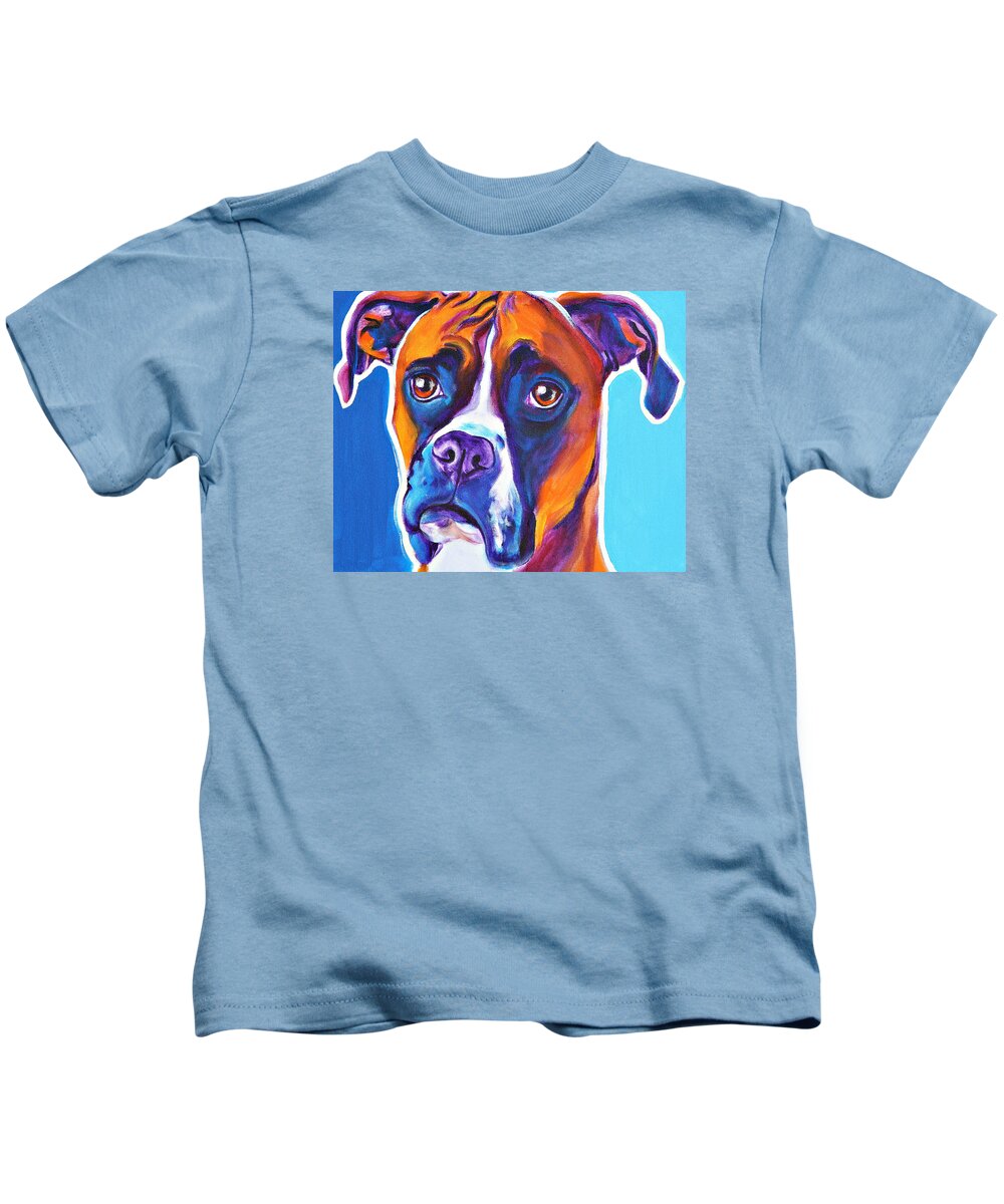 Boxer Kids T-Shirt featuring the painting Boxer - Rex by Dawg Painter
