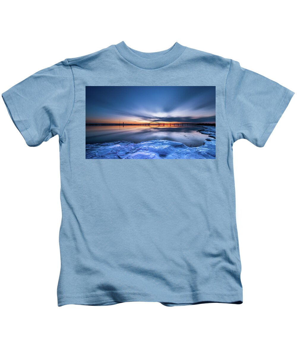 Bay Kids T-Shirt featuring the photograph Bridge to the Island of Fire by John Randazzo