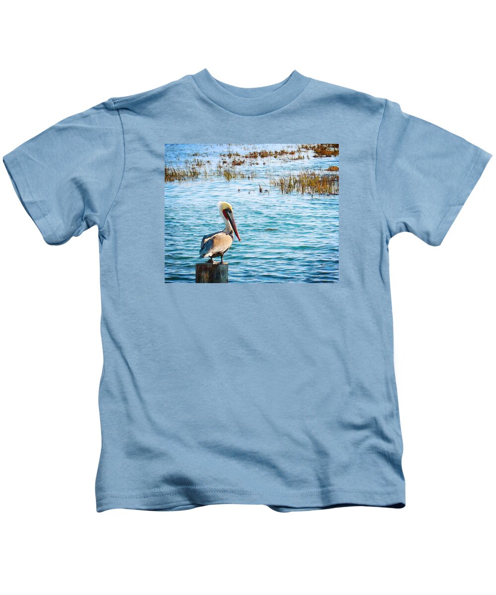 Pelican Kids T-Shirt featuring the photograph Brown Pelican by Timothy Bulone