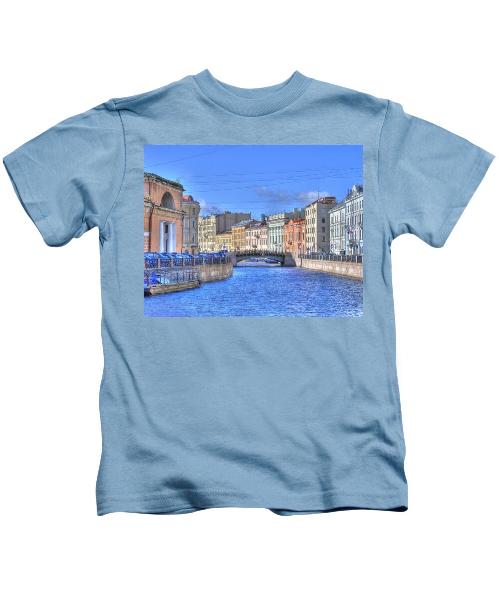 St. Petersburg Kids T-Shirt featuring the photograph Canal in St. Petersburgh RUSSIA by Juli Scalzi