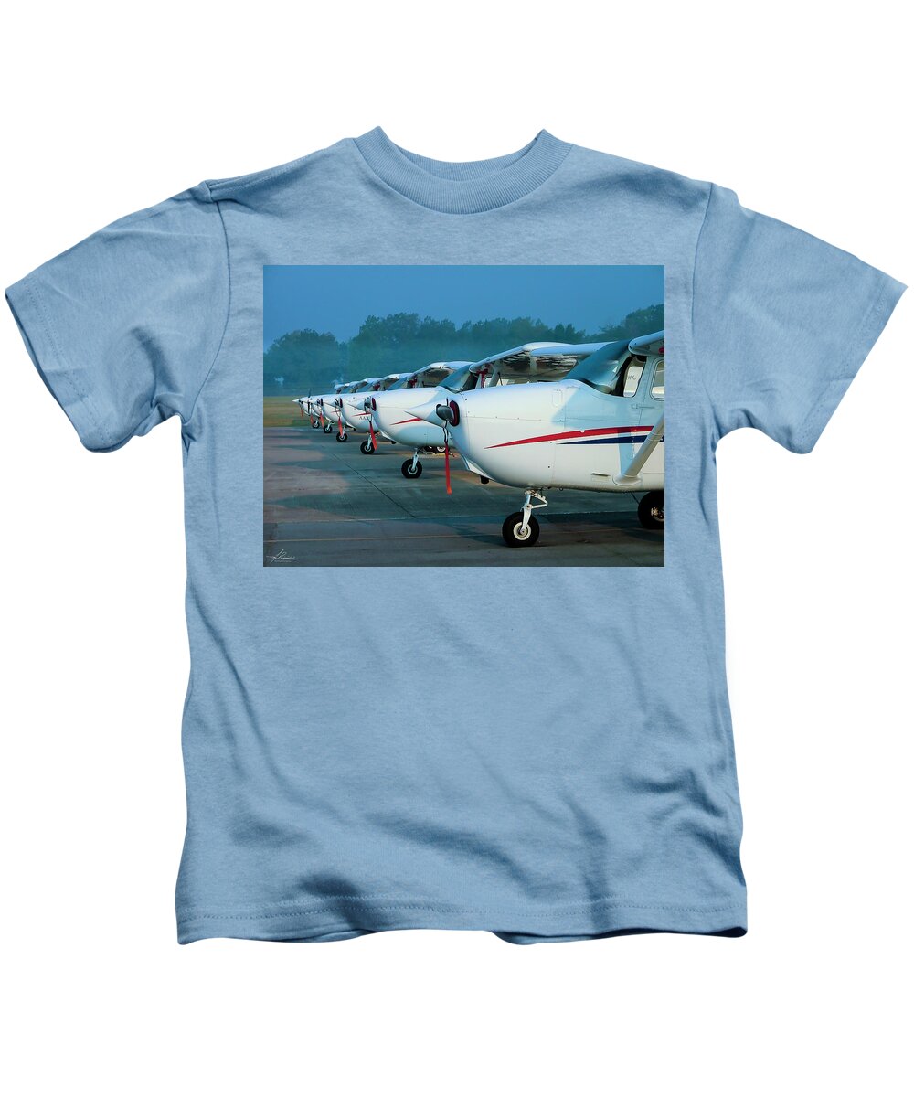 Favorite Kids T-Shirt featuring the photograph Cessna 172's All In A Row by Phil And Karen Rispin