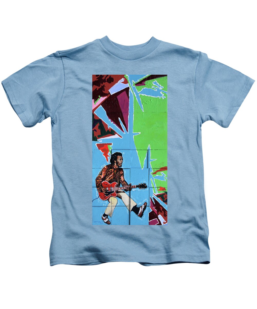 Chuck Berry Kids T-Shirt featuring the painting Chuck Berry by John Lautermilch