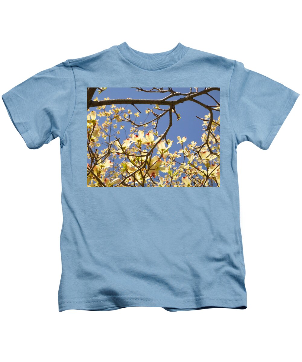 May Kids T-Shirt featuring the photograph Dogwood and Blue Sky 2 by Ellen Paull