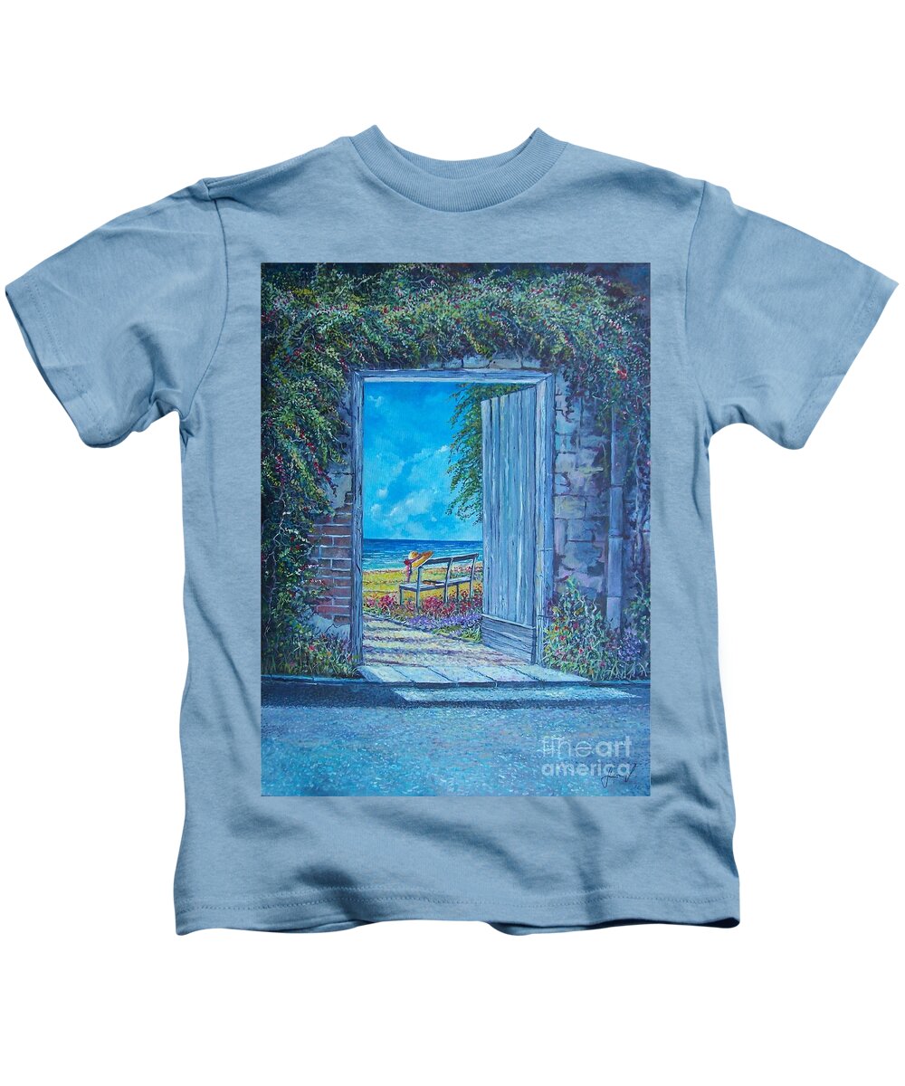 Original Painting Kids T-Shirt featuring the painting Doorway To ... by Sinisa Saratlic