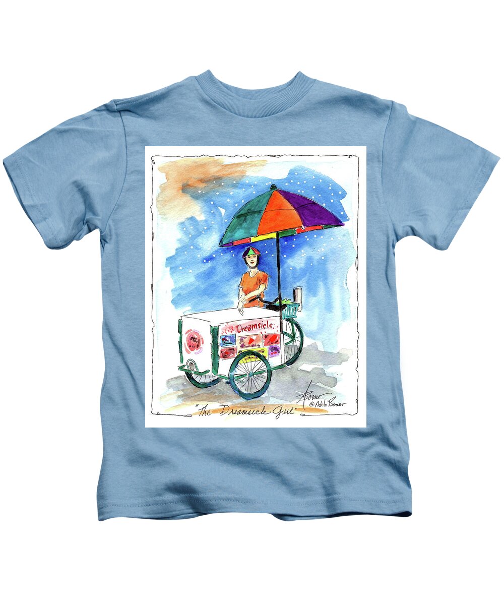 Ice Cream Kids T-Shirt featuring the painting Dreamsicle Girl by Adele Bower