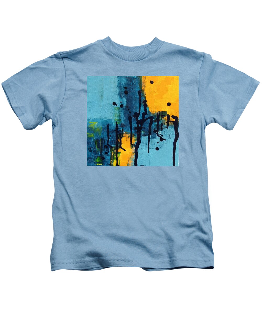 Abstract Kids T-Shirt featuring the painting Drippy Abstract Two by Louise Adams