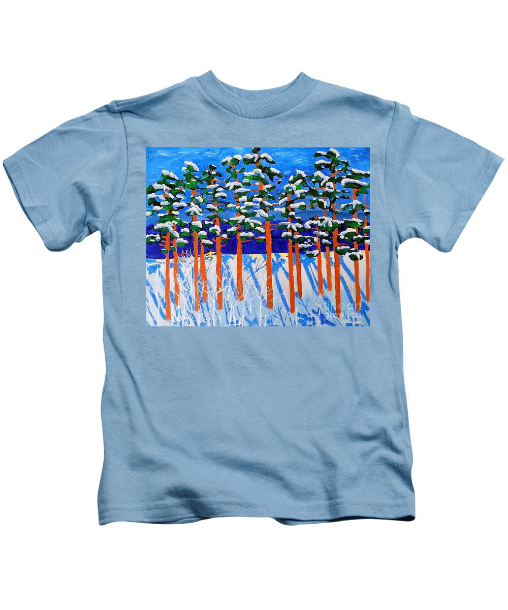 Skiing Kids T-Shirt featuring the painting Eagle Cliffs Area by Rodger Ellingson