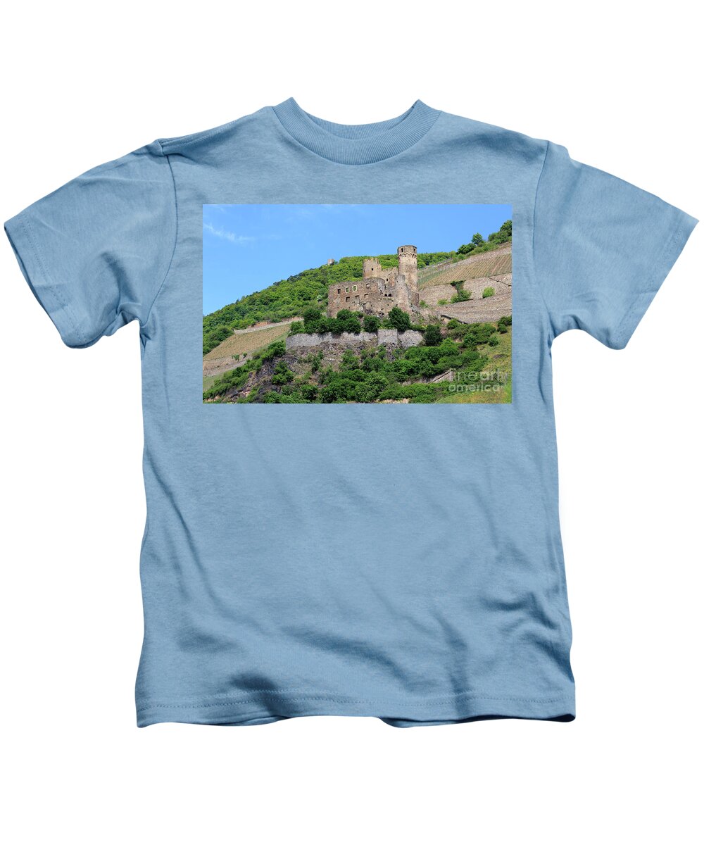 Ehrenfels Castle Kids T-Shirt featuring the photograph Ehrenfels Castle Rhine Gorge Germany by Louise Heusinkveld