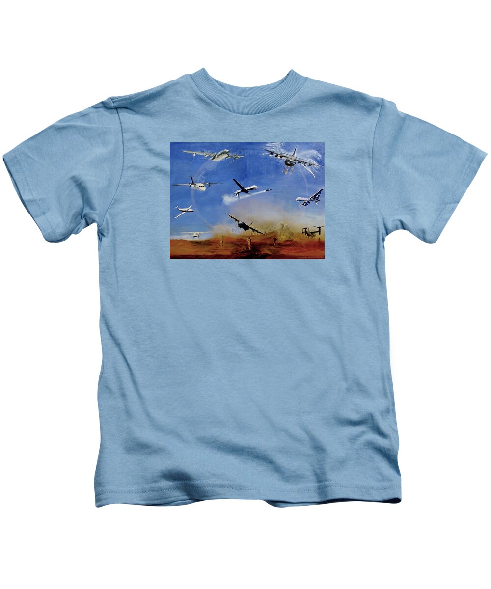 Usaf Artist Kids T-Shirt featuring the painting Elite Engagement by Todd Krasovetz