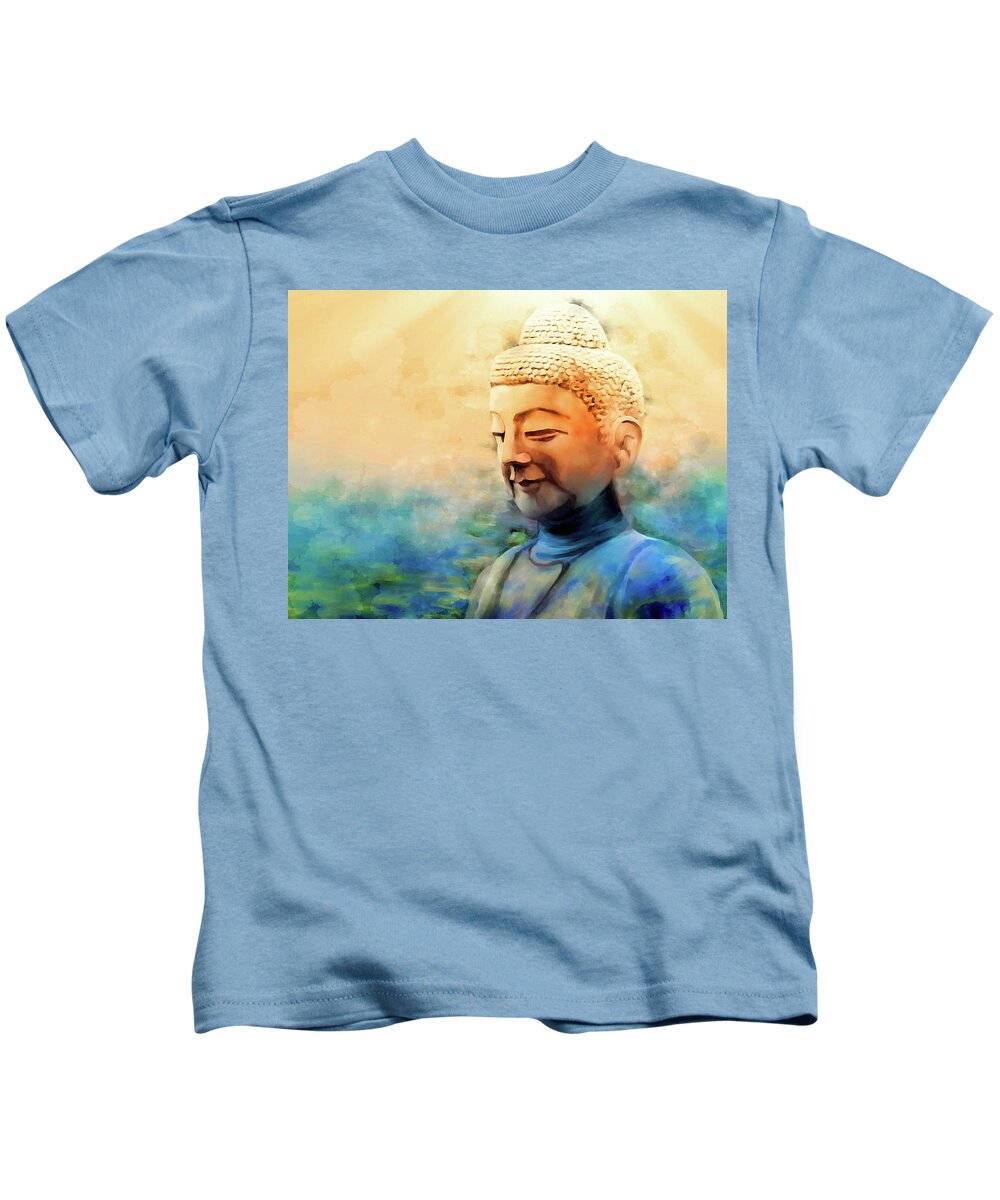 Buddha Kids T-Shirt featuring the painting Enlightened One by Sand And Chi